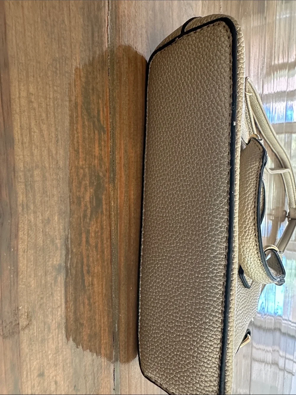 Cream Pebbled Crossbody Bag with Top Handles